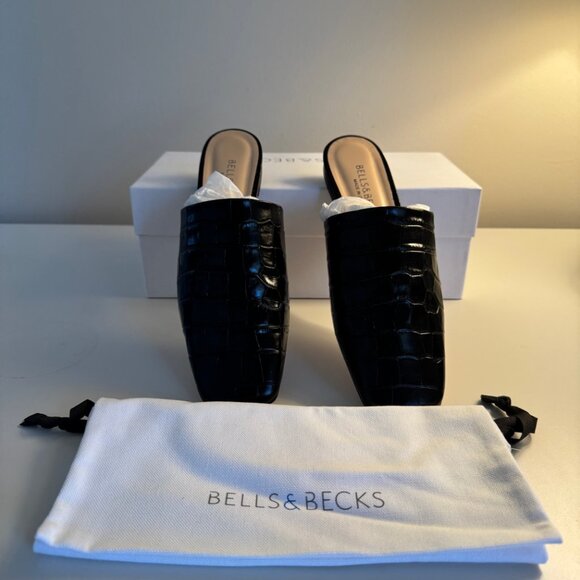Bells & Beck Shoes - NWT Bells & Beck Serena Croc Embossed Leather Mules EU 39 - CLASSIC & RARE